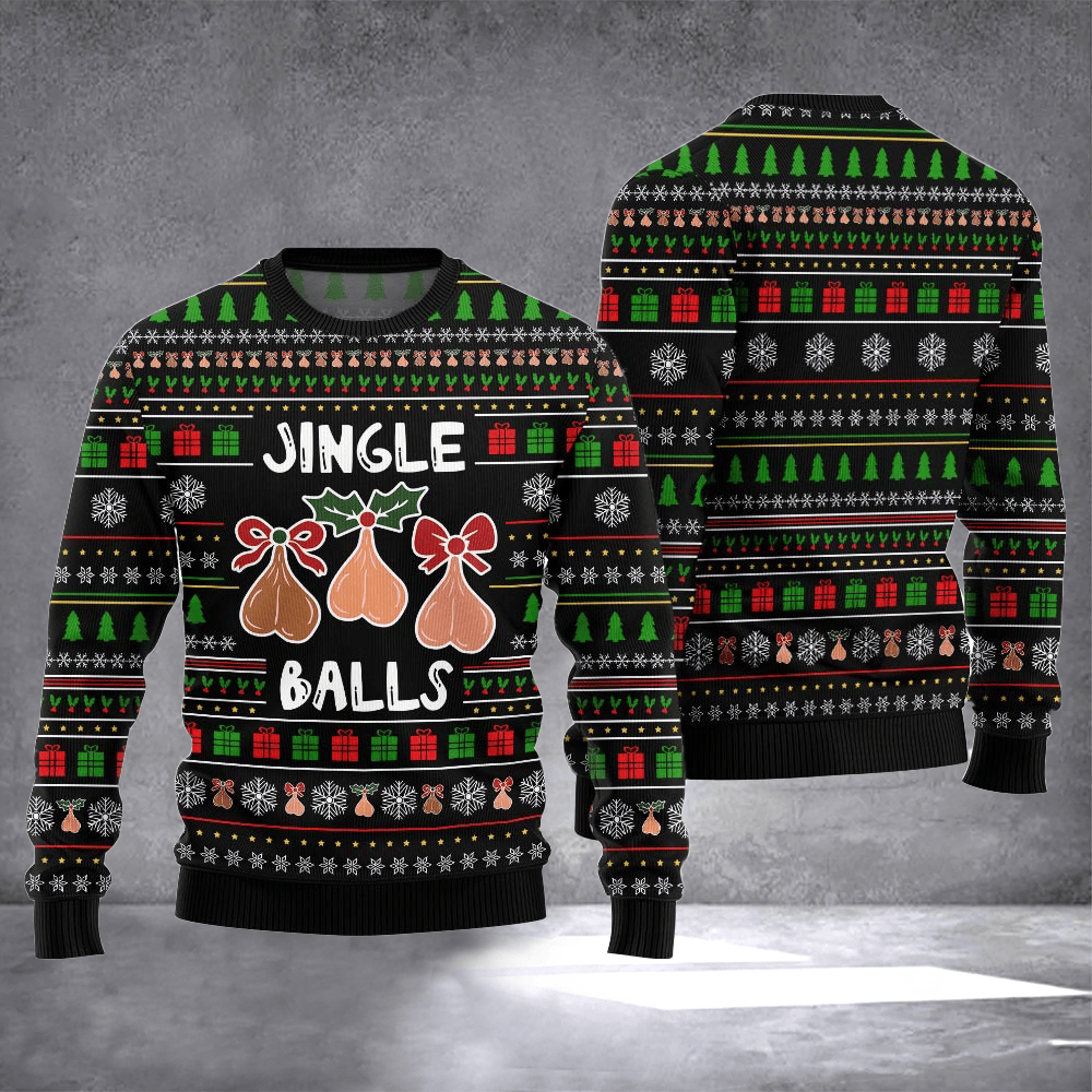 Jingle Balls Ugly Christmas Sweater Funny Christmas Day Clothing Xmas Gifts For Adults - Otakuforge