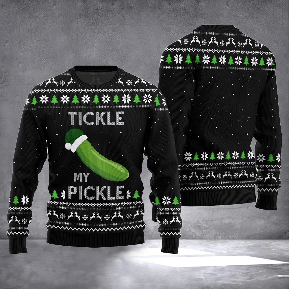 Tickle My Pickle Ugly Christmas Sweater Xmas Party Outfits Christmas Vacation Clothing Gifts - Otakuforge