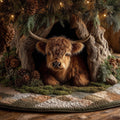 Highland Cow Calf Quilted Tree Skirt Christmas Home Decor Ideas Gift For Cow Lover - Otakuforge