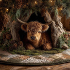 Highland Cow Calf Quilted Tree Skirt Christmas Home Decor Ideas Gift For Cow Lover - Otakuforge