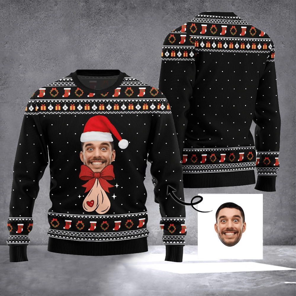 Personalized Photo Jingle Balls Ugly Christmas Sweater Adult Humor Christmas Sweater Xmas Gifts - Otakuforge