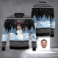 Personalized Photo Snowman Ugly Christmas Sweater Winter Apparel Christmas Gift Ideas For Him - Otakuforge