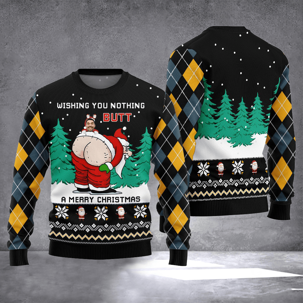 Personalized Photo Wishing You Nothing Butt Ugly Christmas Sweater Hilarious Xmas Gifts Idea - Otakuforge