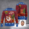 Personalized Photo Merry Drunk Ugly Christmas Sweater Winter Apparel Xmas Gifts For Men - Otakuforge