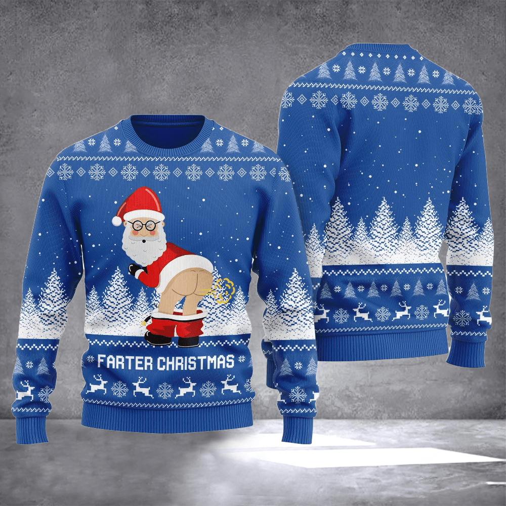 Santa Farter Ugly Christmas Sweater Funny Xmas Outfits Winter Apparel Christmas Gifts For Him - Otakuforge