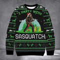 I Party With Sasquatch Ugly Christmas Sweater Winter Apparel Xmas Gifts For Bigfoot Lovers - Otakuforge