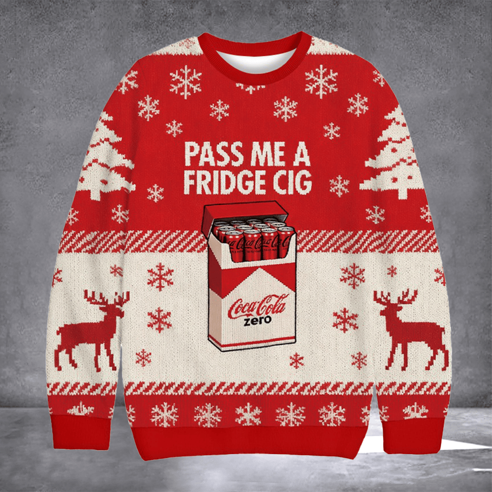 Pass Me A Fridge CIG Ugly Christmas Sweater Hilarious Winter Apparel Xmas Gifts For Friends - Otakuforge