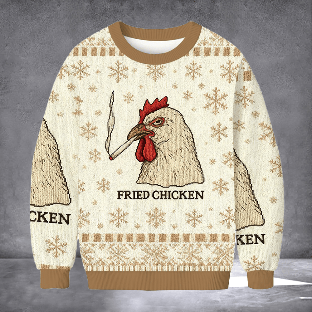 Chicken Smoking Fried Chicken Ugly Christmas Sweater Hilarious Xmas Clothing Holiday Gifts - Otakuforge