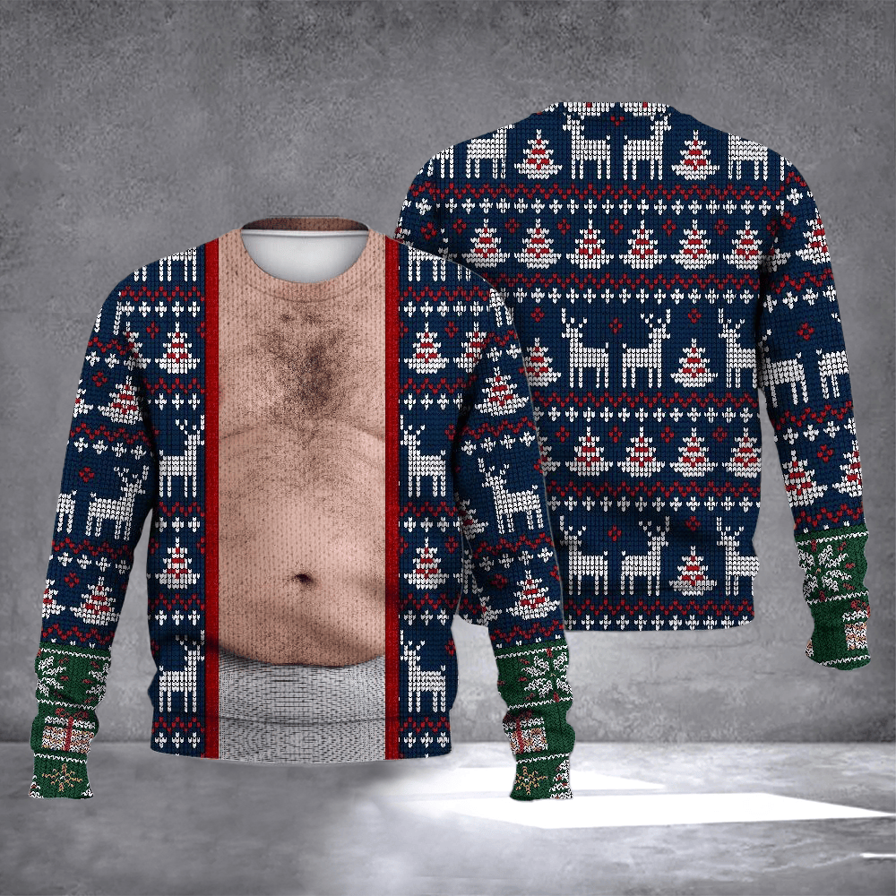 Body Realistic Ugly Christmas Sweater Winter Clothing Christmas Gift Ideas For Him - Otakuforge
