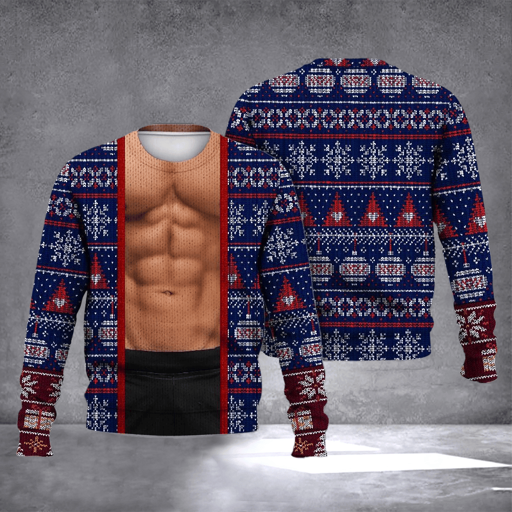 Six Pack Realistic Ugly Christmas Sweater Winter Apparel Funny Xmas Clothing Gifts Idea - Otakuforge
