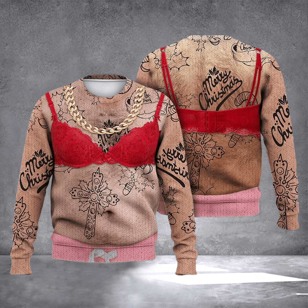 Upper Realistic Ugly Christmas Sweater Humorous Christmas Vacation Apparel Gifts For Men - Otakuforge