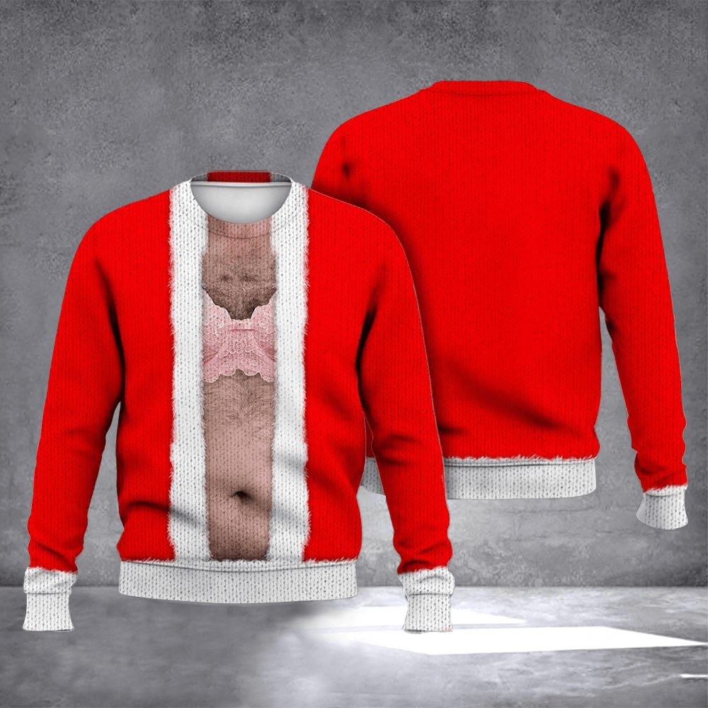 Upper Realistic Ugly Christmas Sweater Santa Meme Clothing Christmas Vacation Clothing - Otakuforge