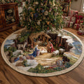 Nativity Scene Quilted Tree Skirt Home Accessories Xmas Tree Base Cover Jesus Christmas Gifts - Otakuforge