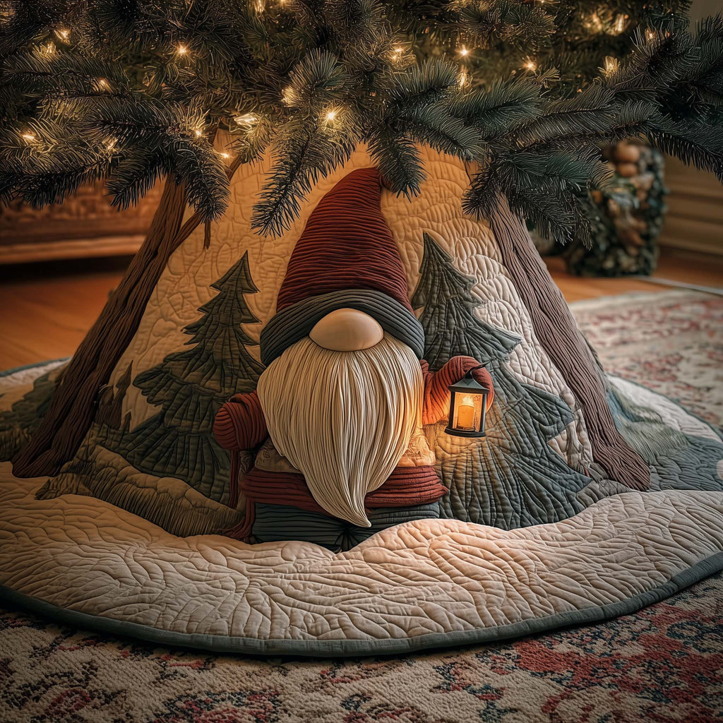 Nordic Gnome Quilted Tree Skirt Holiday Indoor Decor Christmas Tree Surround Gifts Idea - Otakuforge