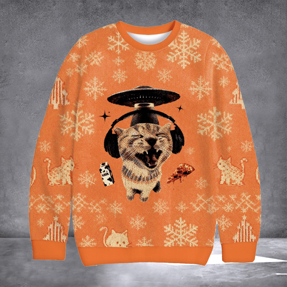Alien Cat Meme Ugly Christmas Sweater Holiday Clothing Christmas Gifts For Cat Lovers - Otakuforge
