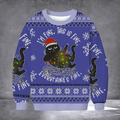 Black Cat I'm Fine This Is Fine Ugly Christmas Sweater Funny Cat Meme Clothing Xmas Presents - Otakuforge