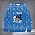 Cat Lactose Intolerant Ugly Christmas Sweater Dairy Free Meme Sweater Cat Themed Gifts - Otakuforge