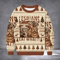 Cat Lesbians Eat What Ugly Christmas Sweater Humorous Winter Clothing Xmas Gifts For Her - Otakuforge