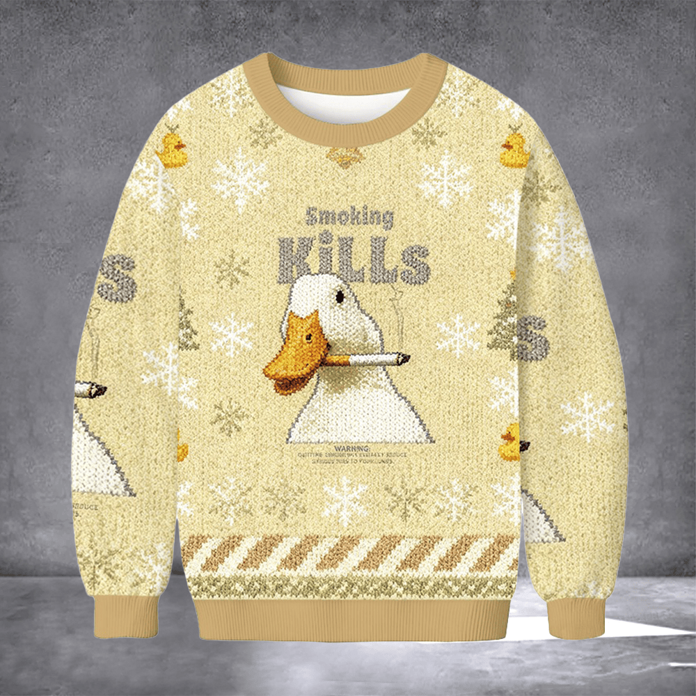 Goose Smoking Kills Ugly Christmas Sweater Funny Goose Sweater Xmas Gifts For Smokers - Otakuforge