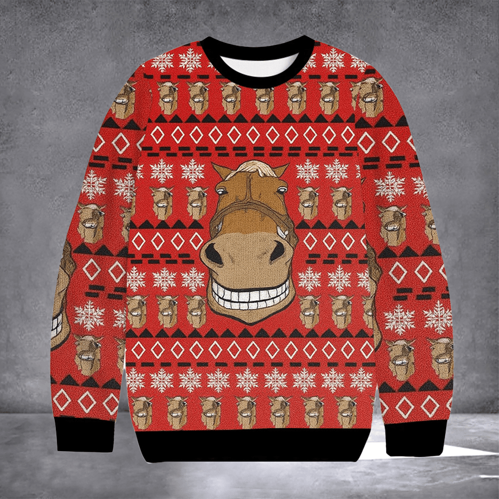 Horse Face Ugly Christmas Sweater Funny Winter Apparel Christmas Gifts For Horse Lovers - Otakuforge