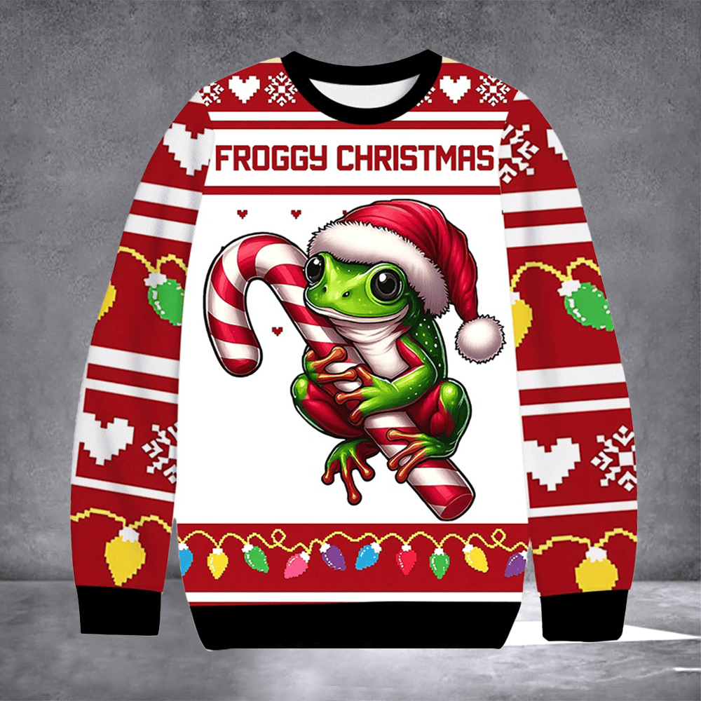 Froggy Christmas Ugly Christmas Sweater Xmas Vacation Clothing Gifts For Frog Lovers - Otakuforge
