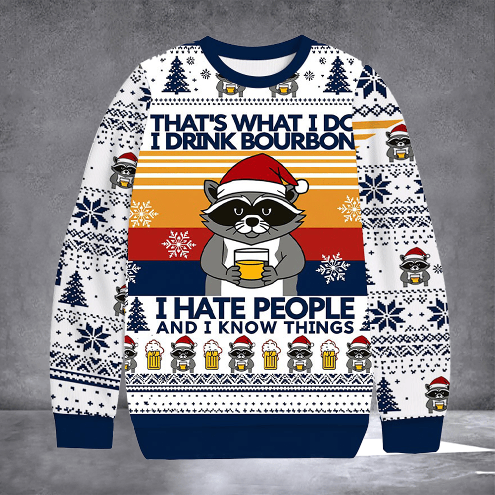 Raccoon I Hate People Ugly Christmas Sweater Winter Clothing Xmas Gifts For Raccoon Lovers - Otakuforge