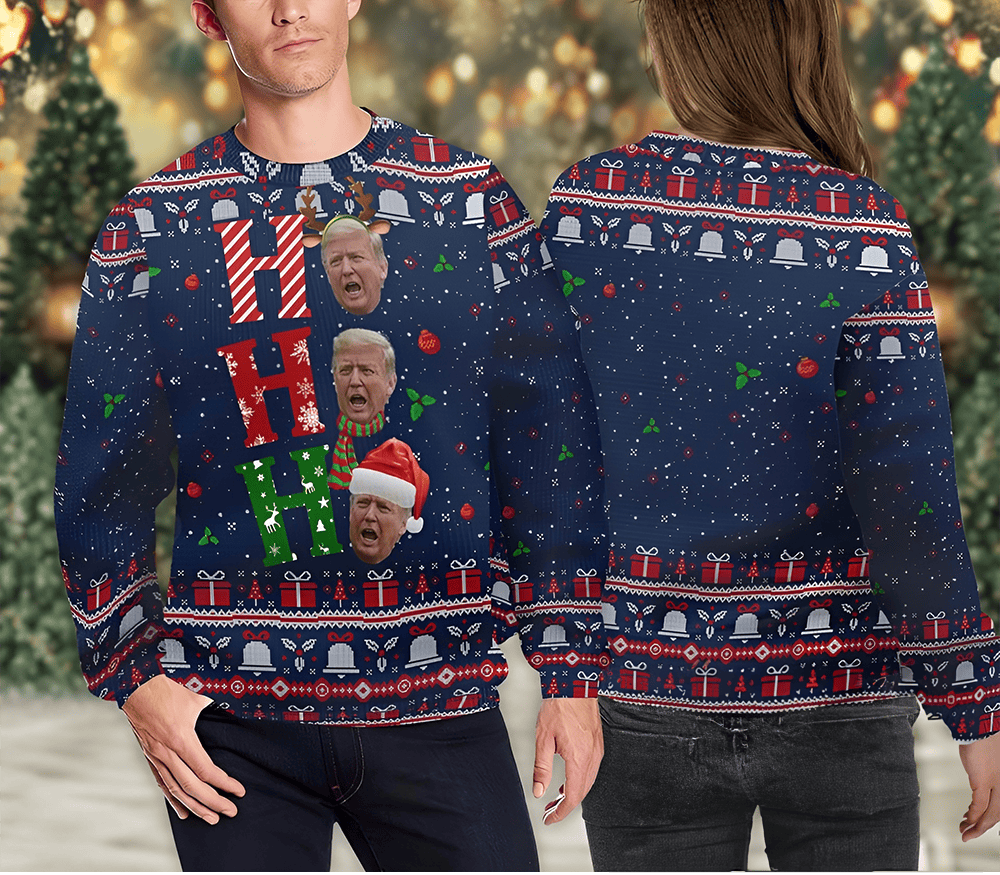 Ho Ho Ho Santa Trump Ugly Christmas Sweater Funny Trump Clothing Best Xmas Gift For Maga Supporters - Otakuforge