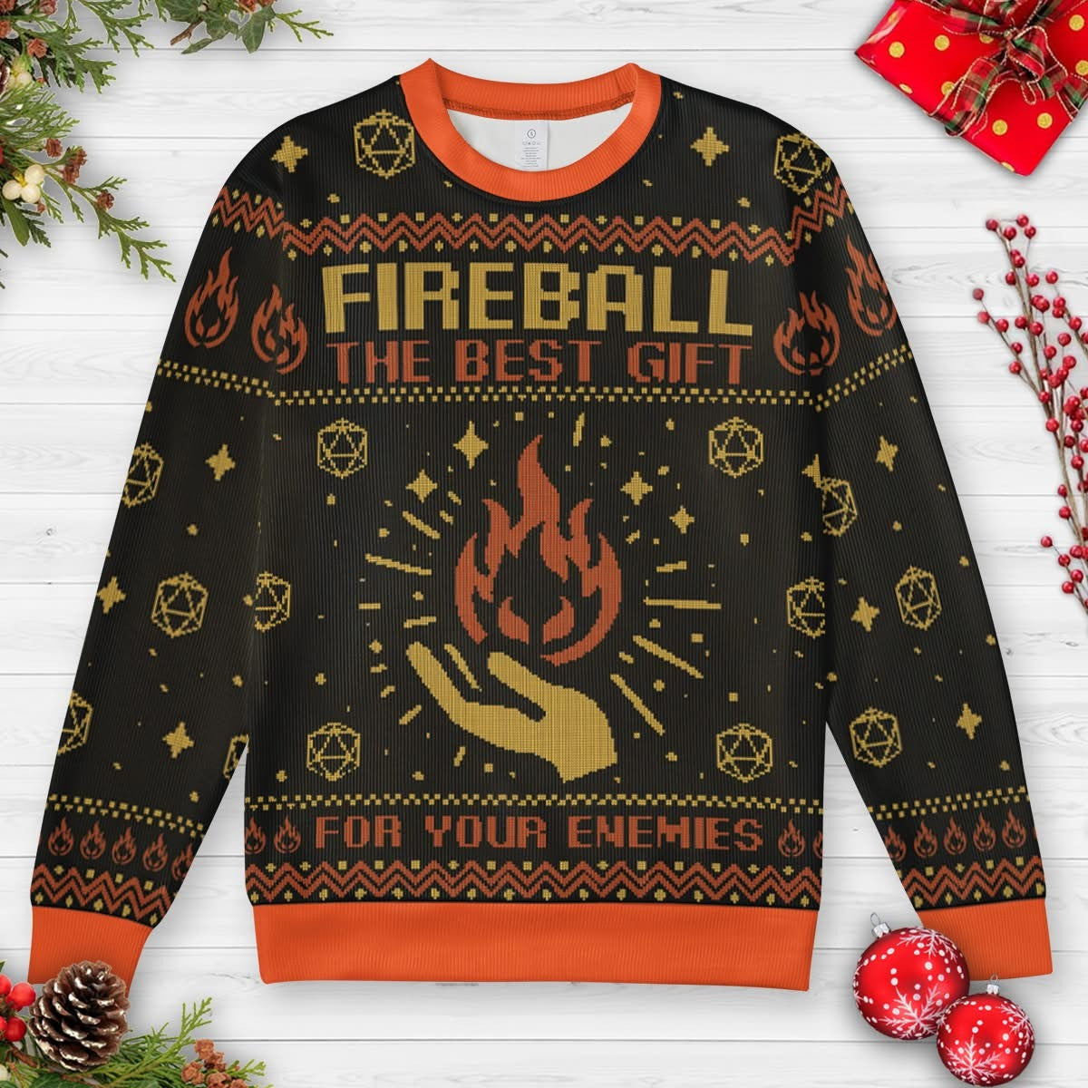 Fireball The Best Gift For Your Enemies Ugly Christmas Sweater Best Gifts For Dungeon Masters - Otakuforge