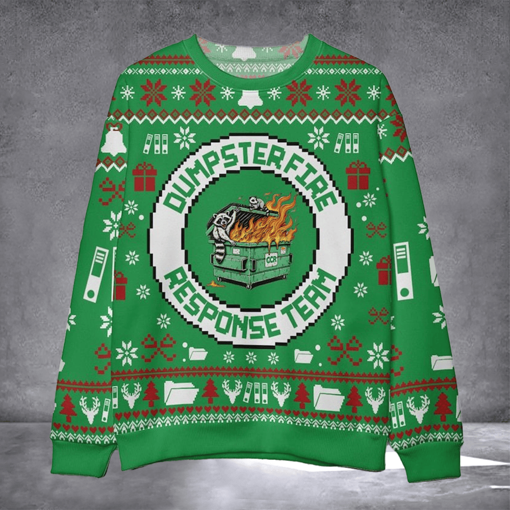 Raccoon Dumpster Fire Response Team Ugly Christmas Sweater Funny Winter Apparel Gifts - Otakuforge