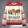 Cat I Eat Cement Ugly Christmas Sweater Funny Cat Meme Clothing Christmas Gifts For Him - Otakuforge