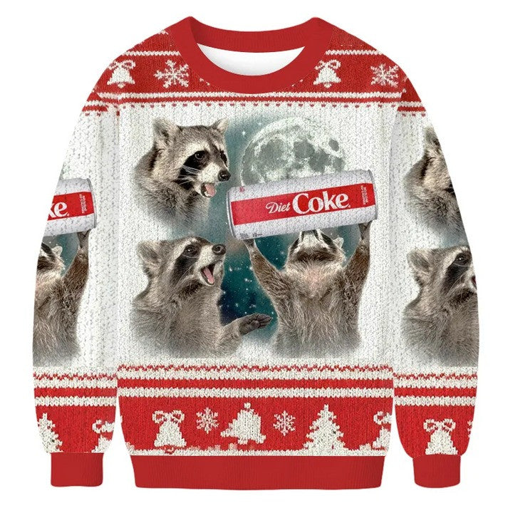 Raccoons With Diet Coke Ugly Christmas Sweater Funny Christmas Apparel Gifts For Raccoon Lovers - Otakuforge