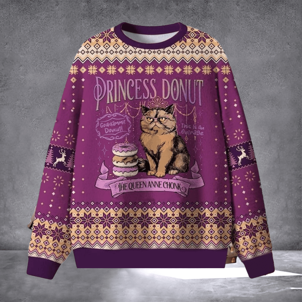 Princess Donut The Queen Anne Chonk Ugly Christmas Sweater Xmas Gifts For Princess Donut Lover - Otakuforge