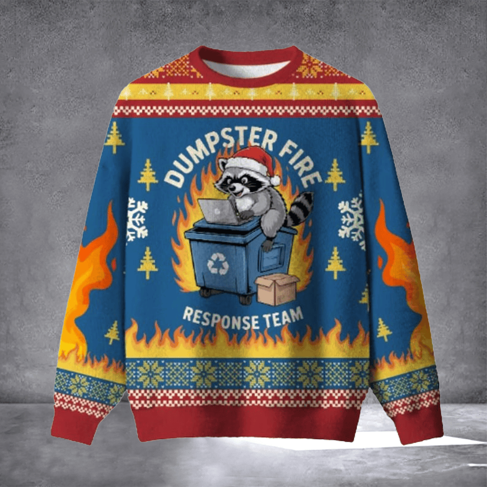 Raccoon Dumpster Fire Team Response Ugly Christmas Sweater Hilarious Christmas Gifts Idea - Otakuforge