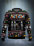 Autism Awareness Ugly Christmas Sweater Funny Skeleton Dancing Autism Awareness Christmas Gifts - Otakuforge