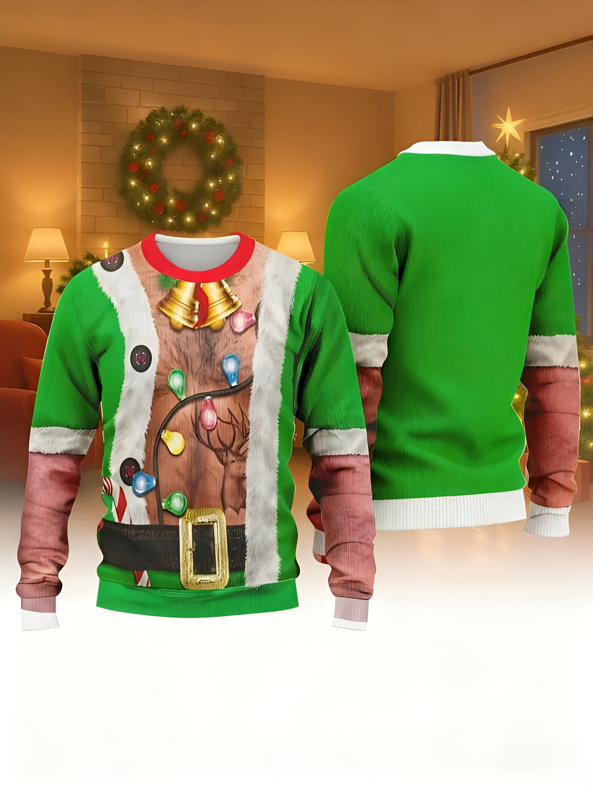 Elf Upper Body Ugly Christmas Sweater Funny Holiday Clothing Christmas Gift Ideas For Him - Otakuforge