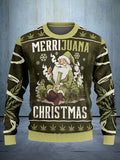 Merrijuana Christmas Smoking Santa Ugly Christmas Sweater Funny Christmas Sweaters Xmas Gift - Otakuforge