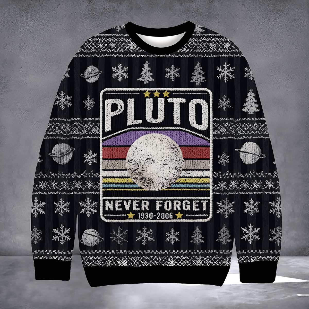 Pluto Never Forget 1930 2006 Ugly Christmas Sweater Xmas Outfits Gifts For Pluto Lovers - Otakuforge