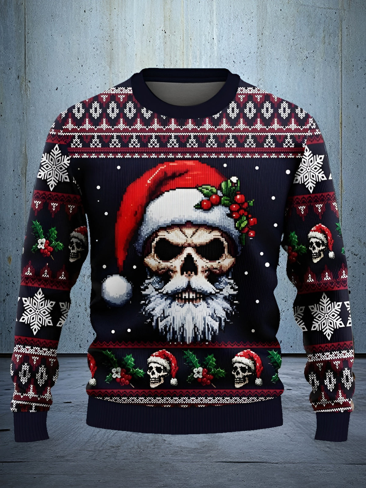 Skull Santa Claus Ugly Christmas Sweater Funny Winter Clothes Christmas Gift Idea - Otakuforge