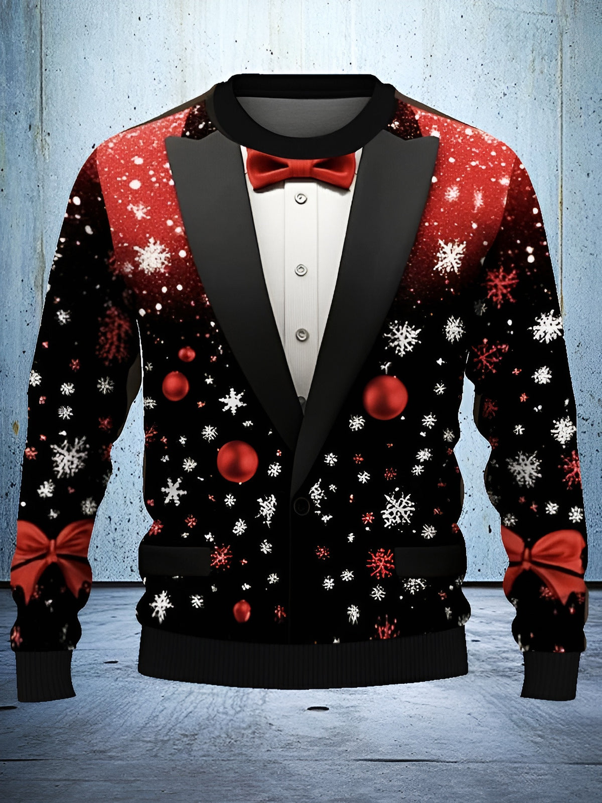 Snowflake Bow Tie Ugly Christmas Sweater Winter Clothes Funny Christmas Gifts For Son - Otakuforge