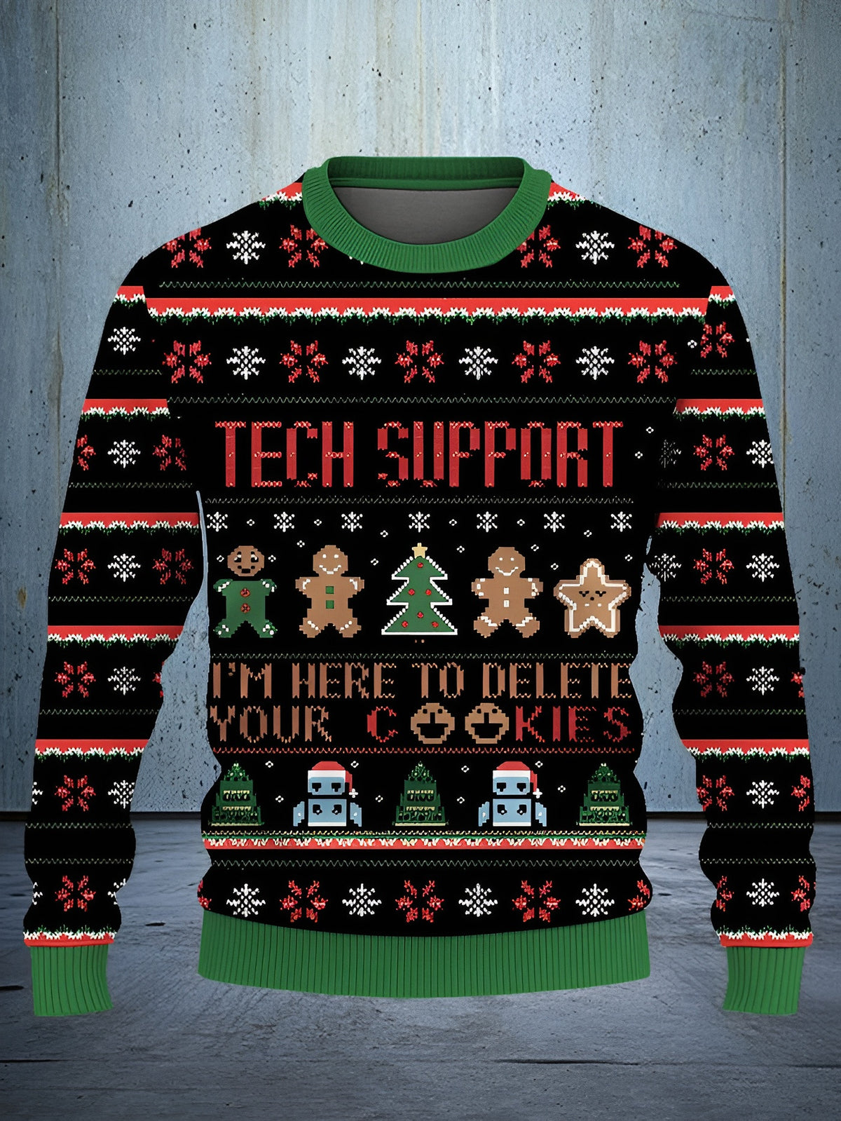 Tech Support Delete Your Cookies Ugly Christmas Sweater Funny Xmas Gifts For Engineer - Otakuforge