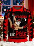 Working It At The Pole Santa Ugly Christmas Sweater Funny Pole Dancing Christmas Sweater - Otakuforge