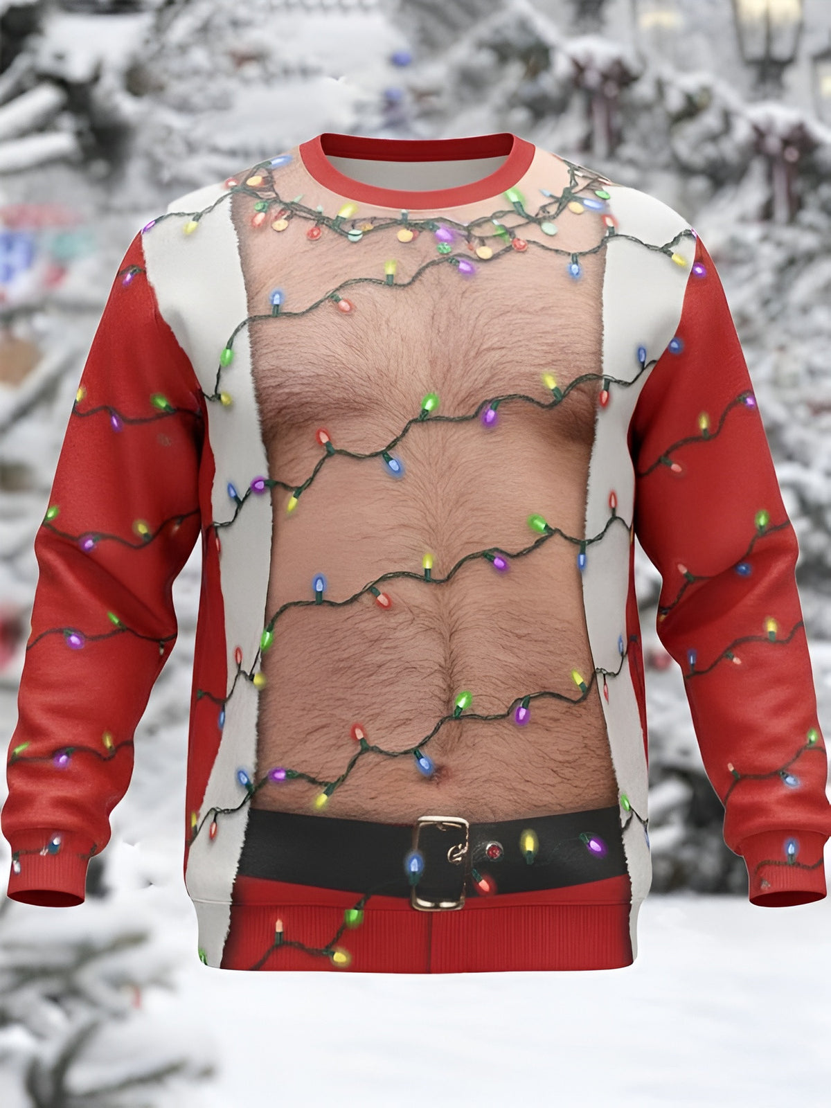 Santa Hairy Belly Ugly Christmas Sweater Xmas Outfits Funny Christmas Sweaters For Dad - Otakuforge