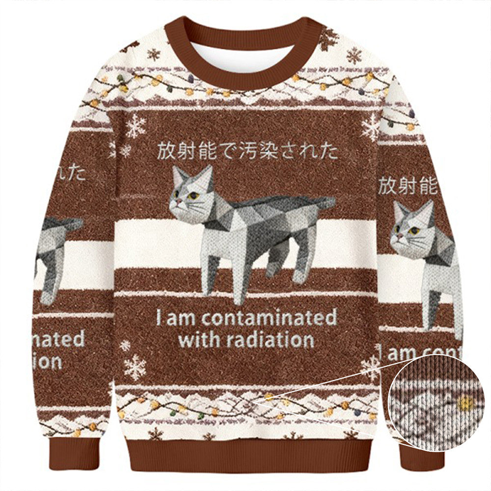 Contaminated With Radiation Cat Christmas Ugly Sweater Bro Christmas Gifts - Otakuforge