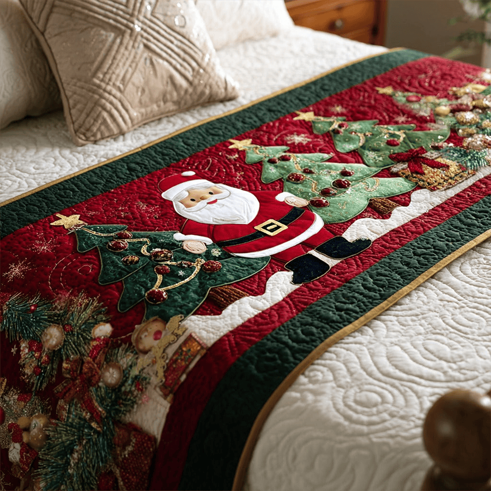 Evergreen Joy Quilted Bed Runner Christmas Bed Decor Ideas Xmas Gifts For Daughters - Otakuforge