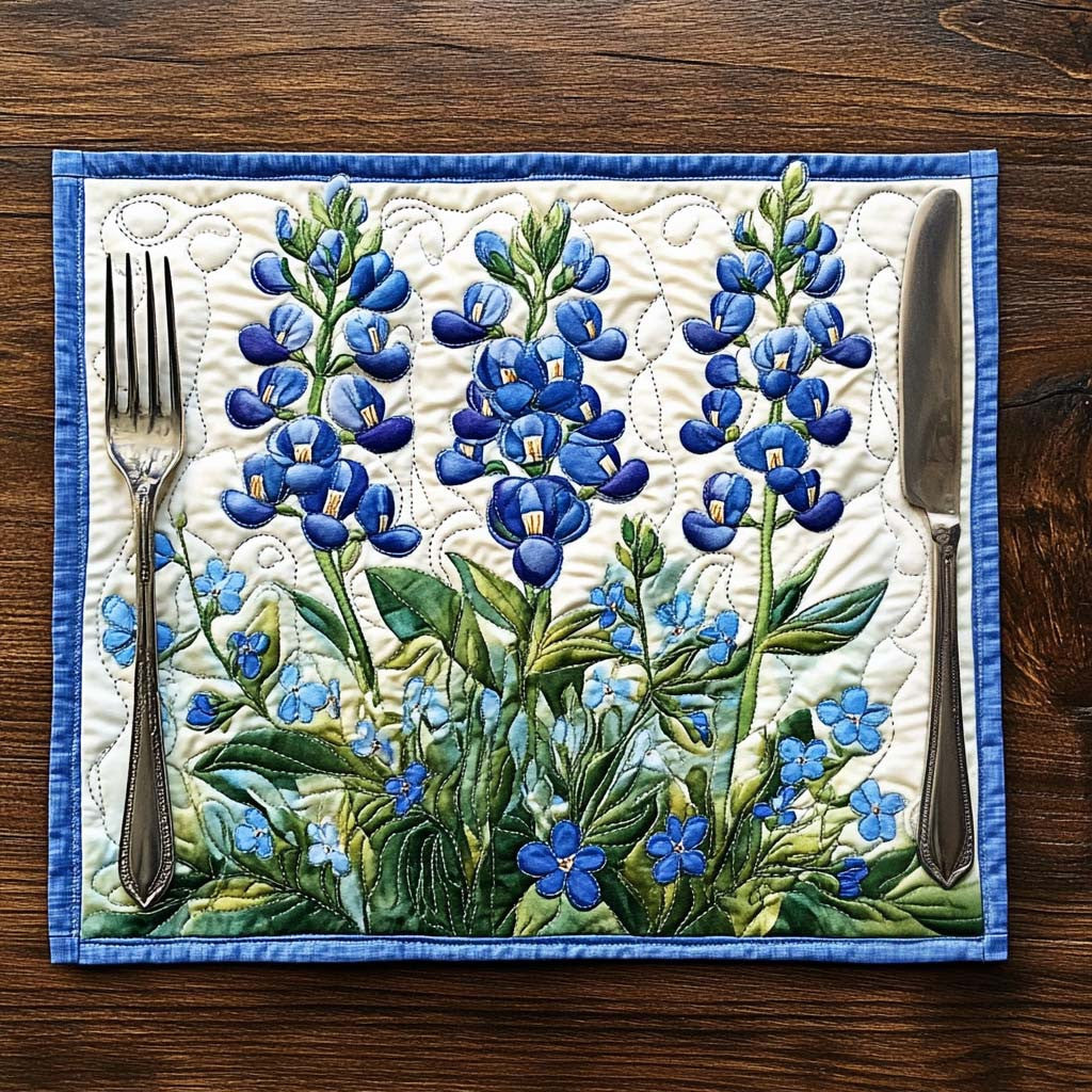 Bluebonnet Serenade Quilted Place Mat Dining Table Decor Christmas Gift For Bluebonnet Lovers - Otakuforge