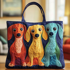 Dachshund Best Friends Quilted Tote Bag Retro Handbag Christmas Gifts For Dachshund Owners - Otakuforge