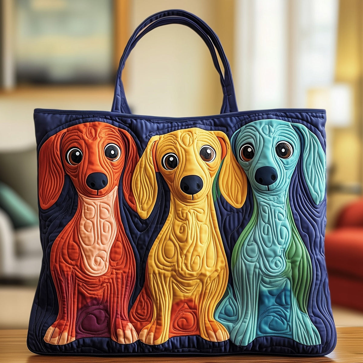 Dachshund Best Friends Quilted Tote Bag Retro Handbag Christmas Gifts For Dachshund Owners - Otakuforge