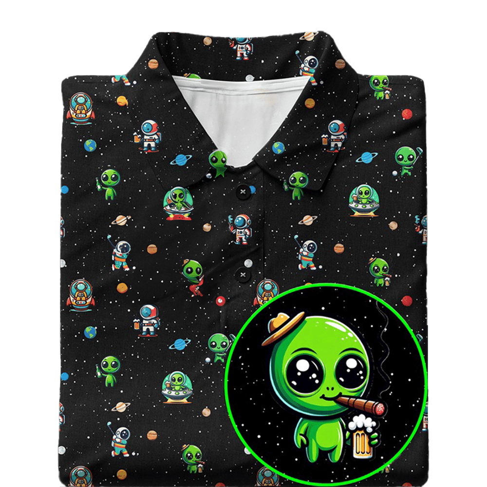 Alien Lunar Links Golf Polo Shirt Sports Day Apparel Christmas Gifts For Alien Lovers - Otakuforge
