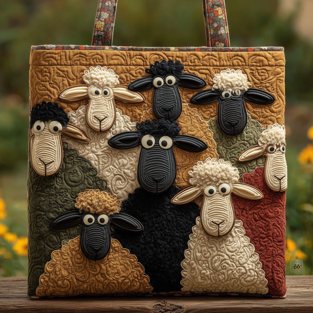 Whimsical Sheep Quilted Tote Bag Animal Tote Bag Gifts For Sheep Lovers - Otakuforge