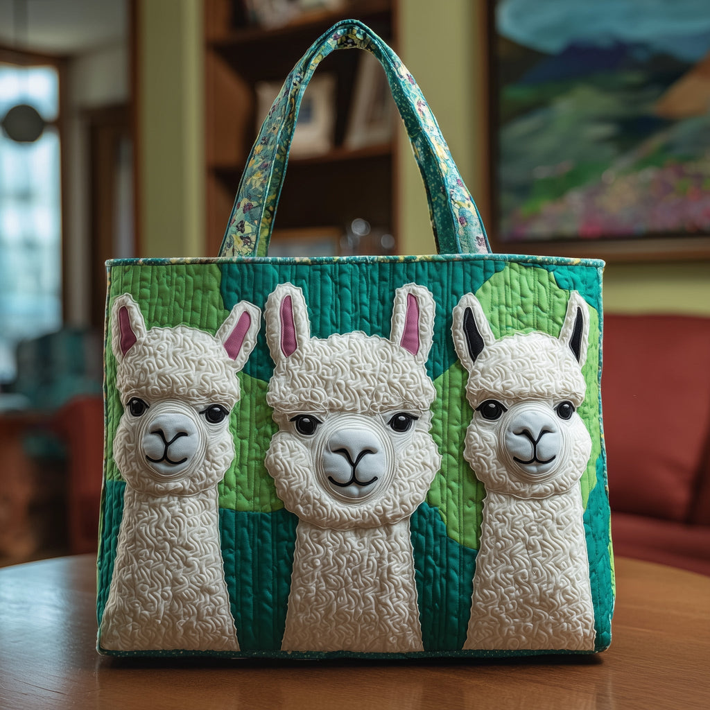 Llama Family Quilted Tote Bag Animal Tote Bags Llama Lovers Christmas Presents For Her - Otakuforge